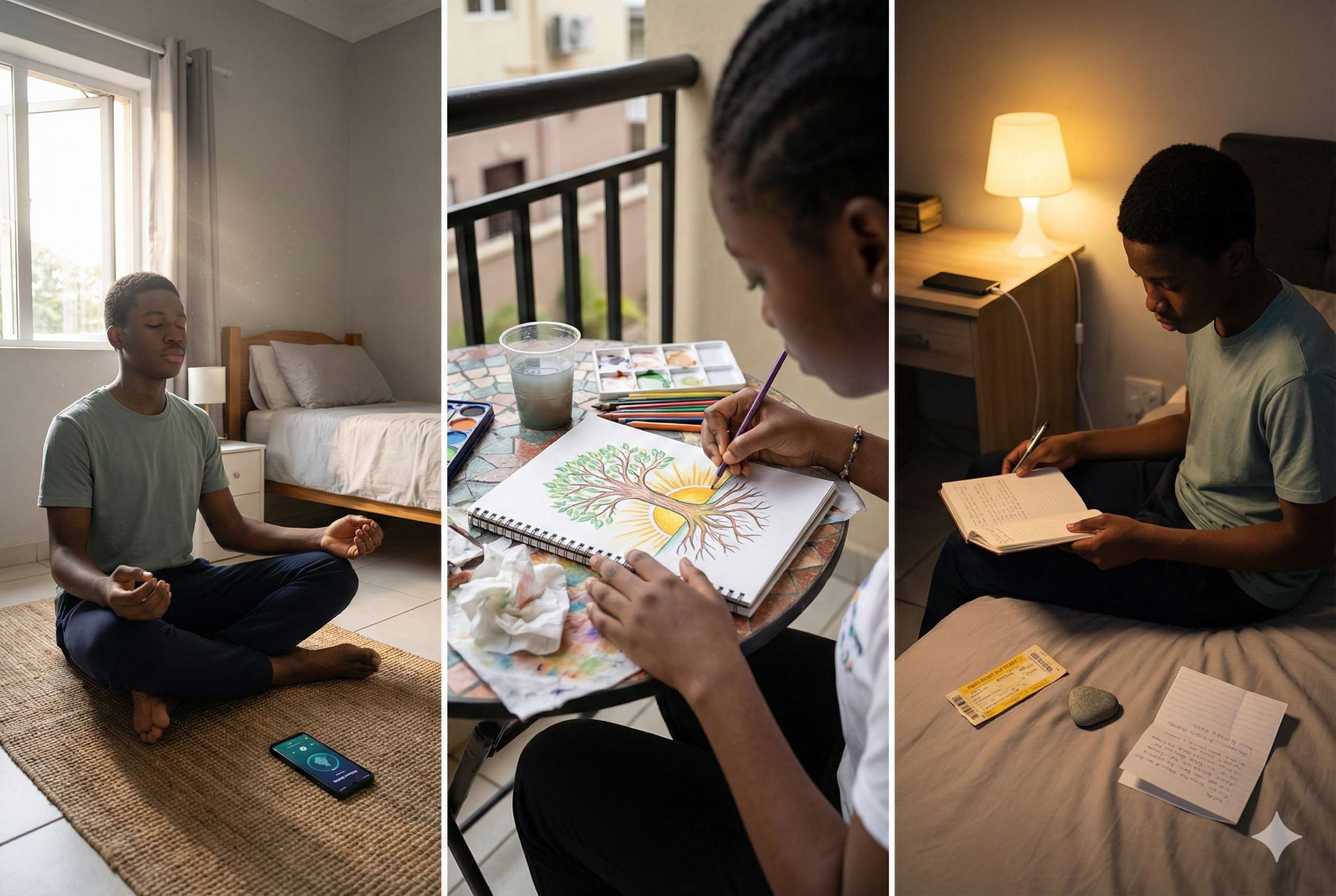  Teen practicing healthy coping mechanisms