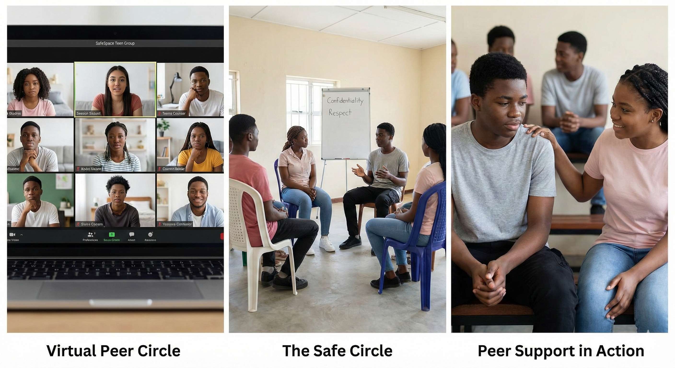 Teens in supportive group environment